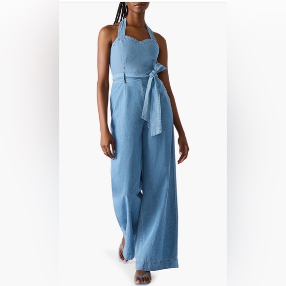 Steve Madden Pants - Steve Madden Artie Light Wash Denim Tie-Waist Jumpsuit Large NWT : Nordstrom